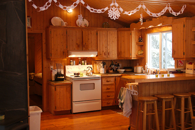 Chalet kitchen at Christmas